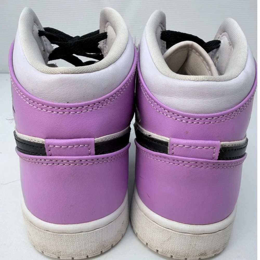 Nike Air Jordan 1 Mid Kids Purple White Black Sneakers BQ6472-504